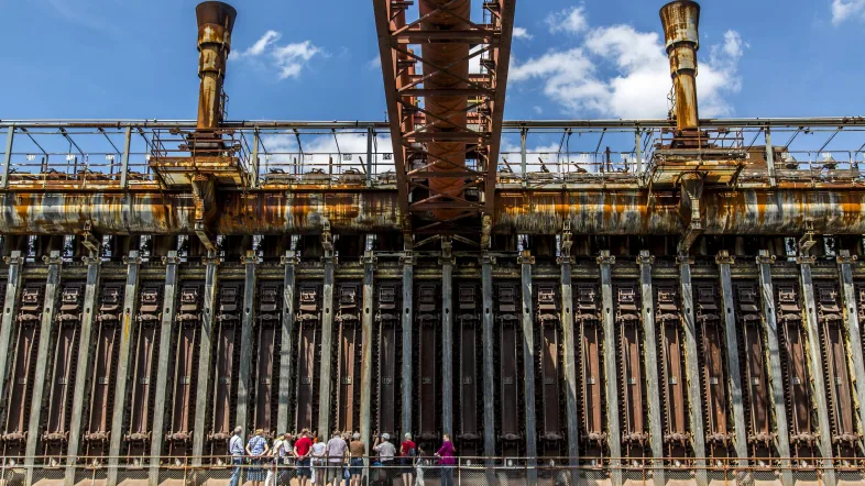Historischer Ofen in der Zeche Zollverein Essen, Teil der Industrieausstellung.