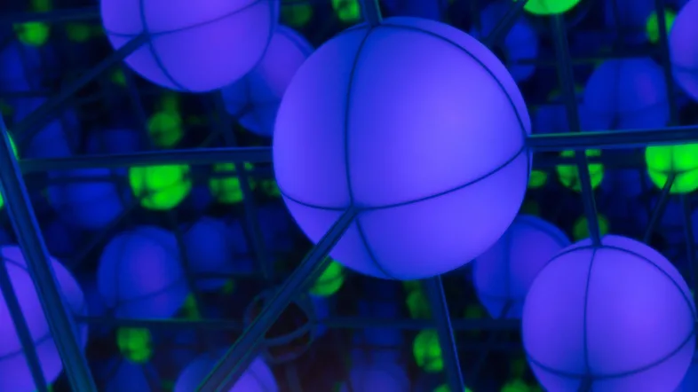 Lichtinstallation von Molekülen in den alzwelten in Bad Sassendorf.